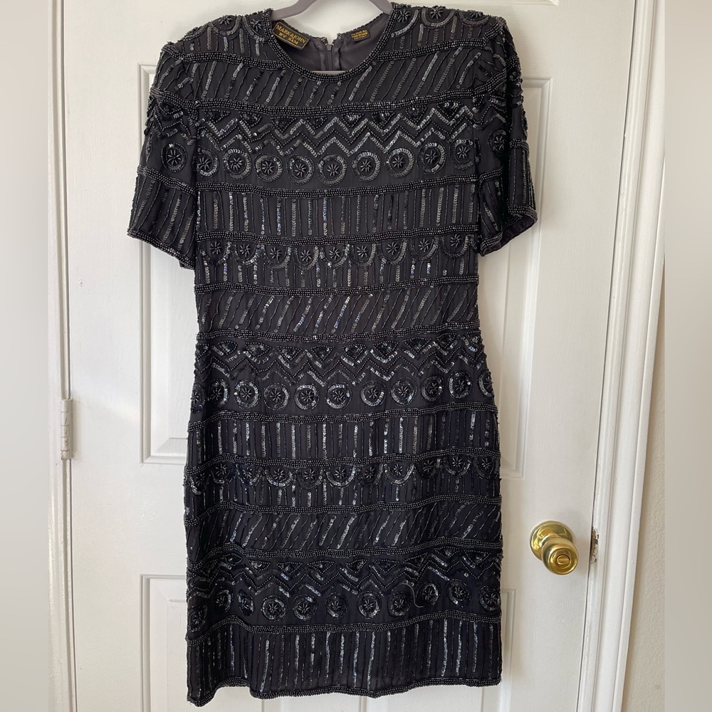 Vintage Black Sequin Dress: Mark & John by Sam